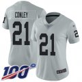 Wholesale Cheap Nike Raiders #21 Gareon Conley Silver Women's Stitched NFL Limited Inverted Legend 100th Season Jersey