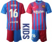 Wholesale Cheap Youth 2021-2022 Club Barcelona home red 16 Nike Soccer Jersey