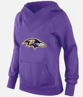 Wholesale Cheap Women\'s Baltimore Ravens Logo Pullover Hoodie Purple