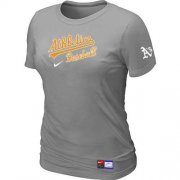 Wholesale Cheap Women's Oakland Athletics Nike Short Sleeve Practice MLB T-Shirt Light Grey