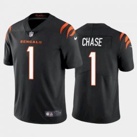 Wholesale Cheap Men\'s Cincinnati Bengals #1 Ja\'Marr Chase Black 2021 Limited Football Jersey