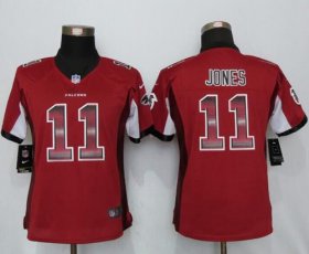 Wholesale Cheap Nike Falcons #11 Julio Jones Red Team Color Women\'s Stitched NFL Elite Strobe Jersey