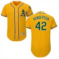 Wholesale Cheap Athletics #42 Dave Henderson Gold Flexbase Authentic Collection Stitched MLB Jersey