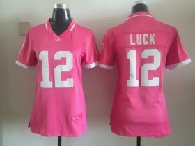 Wholesale Cheap Nike Colts #12 Andrew Luck Pink Women\'s Stitched NFL Elite Bubble Gum Jersey