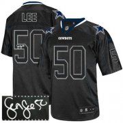 Wholesale Cheap Nike Cowboys #50 Sean Lee Lights Out Black Men's Stitched NFL Elite Autographed Jersey