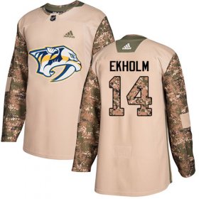 Wholesale Cheap Adidas Predators #14 Mattias Ekholm Camo Authentic 2017 Veterans Day Stitched NHL Jersey