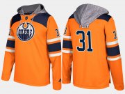Wholesale Cheap Oilers #31 Grant Fuhr Orange Name And Number Hoodie