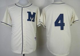 Wholesale Cheap Brewers #4 Paul Molitor Cream 1913 Turn Back The Clock Stitched MLB Jersey