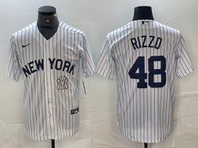 Cheap Men\'s New York Yankees #48 Anthony Rizzo White 2024 Cool Base Stitched Jersey