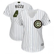 Wholesale Cheap Cubs #44 Anthony Rizzo White(Blue Strip) 2018 Memorial Day Cool Base Women's Stitched MLB Jersey