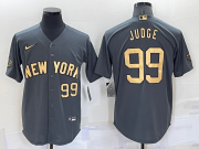 Wholesale Cheap Men's New York Yankees #99 Aaron Judge 2022 All-Star Grey Gold Flex Base Stitched Baseball Jersey