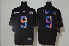 Wholesale Cheap Men\'s Detroit Lions #9 Matthew Stafford Multi-Color Black 2020 NFL Crucial Catch Vapor Untouchable Nike Limited Jersey