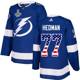 Cheap Adidas Lightning #77 Victor Hedman Blue Home Authentic USA Flag Youth 2020 Stanley Cup Champions Stitched NHL Jersey