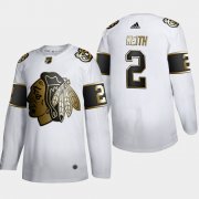 Wholesale Cheap Chicago Blackhawks #2 Duncan Keith Men's Adidas White Golden Edition Limited Stitched NHL Jersey