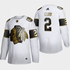 Wholesale Cheap Chicago Blackhawks #2 Duncan Keith Men\'s Adidas White Golden Edition Limited Stitched NHL Jersey