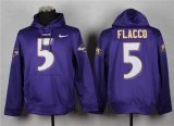 Wholesale Cheap Baltimore Ravens #5 Joe Flacco Purple Pullover Hoodie