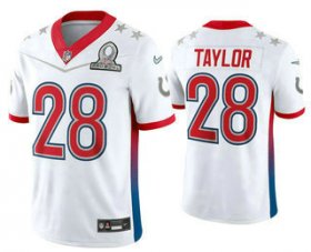 Wholesale Cheap Men\'s Indianapolis Colts #28 Jonathan Taylor White 2022 Pro Bowl Vapor Untouchable Stitched Limited Jersey