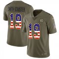 Wholesale Cheap Nike Steelers #19 JuJu Smith-Schuster Olive/USA Flag Men's Stitched NFL Limited 2017 Salute To Service Jersey