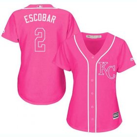 Wholesale Cheap Royals #2 Alcides Escobar Pink Fashion Women\'s Stitched MLB Jersey