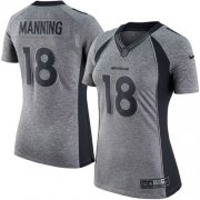 Wholesale Cheap Nike Broncos #18 Peyton Manning Gray Women's Stitched NFL Limited Gridiron Gray Jersey