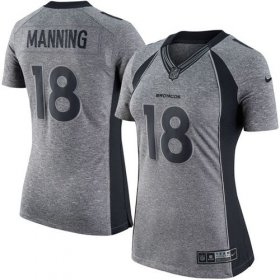 Wholesale Cheap Nike Broncos #18 Peyton Manning Gray Women\'s Stitched NFL Limited Gridiron Gray Jersey