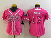 Wholesale Cheap Women's Buffalo Bills #17 Josh Allen Pink With Patch Cool Base Stitched Baseball Jersey