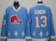 Wholesale Cheap Nordiques #13 Mats Sundin Light Blue CCM Throwback Stitched NHL Jersey