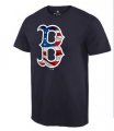 Wholesale Cheap Men's Boston Red Sox USA Flag Fashion T-Shirt Navy Blue