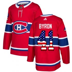 Wholesale Cheap Adidas Canadiens #41 Paul Byron Red Home Authentic USA Flag Stitched NHL Jersey
