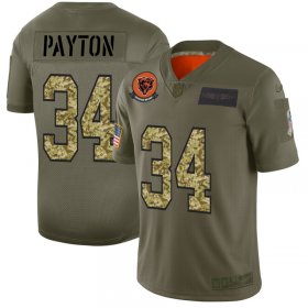 Wholesale Cheap Chicago Bears #34 Walter Payton Men\'s Nike 2019 Olive Camo Salute To Service Limited NFL Jersey