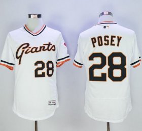 Wholesale Cheap Giants #28 Buster Posey White Flexbase Authentic Collection Cooperstown Stitched MLB Jersey