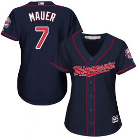 Wholesale Cheap Twins #7 Joe Mauer Navy Blue Alternate Women\'s Stitched MLB Jersey