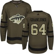 Wholesale Cheap Adidas Wild #64 Mikael Granlund Green Salute to Service Stitched NHL Jersey