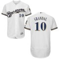 Wholesale Cheap Milwaukee Brewers #10 Yasmani Grandal White Flex Base Authentic Stitched MLB Jersey