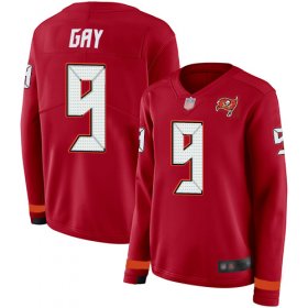 Wholesale Cheap Nike Buccaneers #9 Matt Gay Red Team Color Women\'s Stitched NFL Limited Therma Long Sleeve Jersey