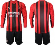 Wholesale Cheap Men 2021-2022 Club Ac Milan home red Long Sleeve blank Soccer Jersey