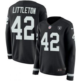 Wholesale Cheap Nike Raiders #42 Cory Littleton Black Team Color Women\'s Stitched NFL Limited Therma Long Sleeve Jersey