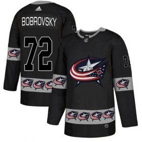 Wholesale Cheap Adidas Blue Jackets #72 Sergei Bobrovsky Black Authentic Team Logo Fashion Stitched NHL Jersey