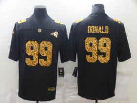 Cheap Men\'s Los Angeles Rams #99 Aaron Donald 2020 Black Leopard Print Fashion Limited Football Stitched Jersey
