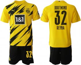 Wholesale Cheap Men 2020-2021 club Dortmund home 32 yellow Soccer Jerseys