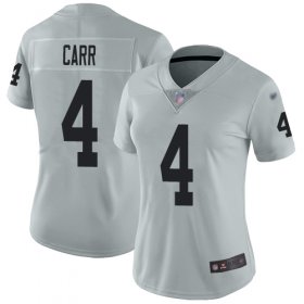 Wholesale Cheap Nike Raiders #4 Derek Carr Silver Women\'s Stitched NFL Limited Inverted Legend Jersey
