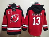 Wholesale Cheap Men's New Jersey Devils #13 Nico Hischier Red Ageless Must-Have Lace-Up Pullover Hoodie