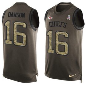 Wholesale Cheap Nike Chiefs #16 Len Dawson Green Men\'s Stitched NFL Limited Salute To Service Tank Top Jersey