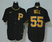 Wholesale Cheap Men's Pittsburgh Pirates #55 Josh Bell Black Stitched MLB Cool Base Nike Jersey