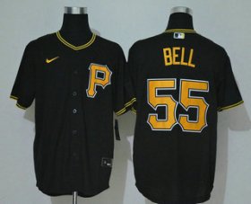 Wholesale Cheap Men\'s Pittsburgh Pirates #55 Josh Bell Black Stitched MLB Cool Base Nike Jersey