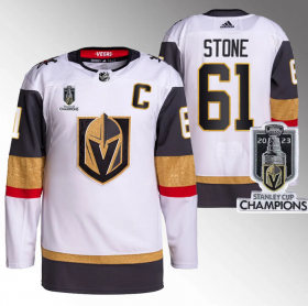 Wholesale Cheap Men\'s Vegas Golden Knights #61 Mark Stone White 2023 Stanley Cup Champions Stitched Jersey