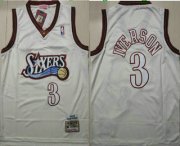 Wholesale Cheap Men's Philadelphia 76ers #3 Allen Iverson 1995-96 Cream Hardwood Classics Soul Swingman Throwback Jersey