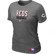 Wholesale Cheap Women's Cincinnati Reds Nike Short Sleeve Practice MLB T-Shirt Crow Grey
