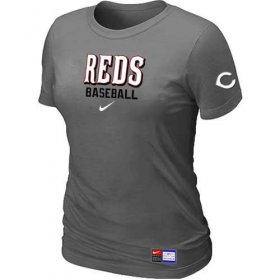 Wholesale Cheap Women\'s Cincinnati Reds Nike Short Sleeve Practice MLB T-Shirt Crow Grey