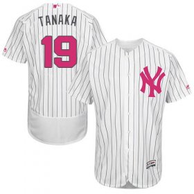 Wholesale Cheap Yankees #19 Masahiro Tanaka White Strip Flexbase Authentic Collection Mother\'s Day Stitched MLB Jersey